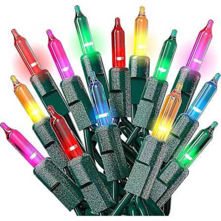 Julbelysning (6 meter, 100 lampor) C Flerfärgade julgransljus med grön sladd -