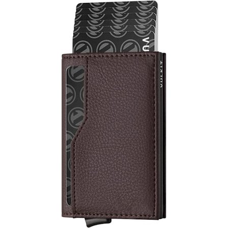 Luottokorttikotelo kaksois-ID-ikkunalla, nahkainen passikotelo, lompakko, RFID-esto, automaattinen ponnahduskorttikotelo korteille ja seteleille, 