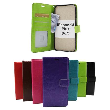 Crazy Horse Wallet Iphone 14 Plus (6.7) Grön