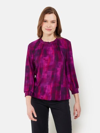 SIGNATURE - 3/4 Ærmet T-shirt - Mørk Pink Mix - Mønstret
