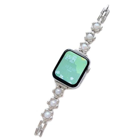 Apple Watch Series 8 (41mm) metallarmband i smyckesstil - Pärlblomma / Silver
