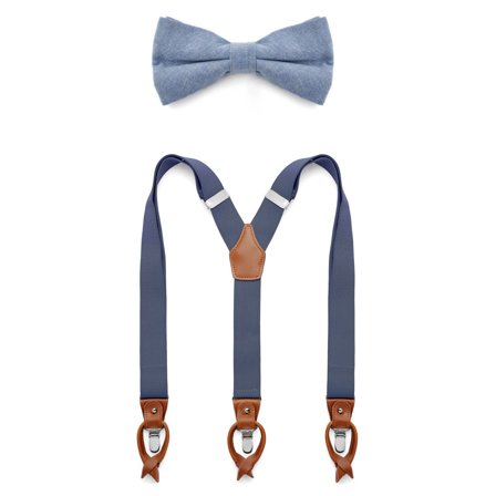 Set de nœud papillon pré-noué et bretelles couleur bleu clair pour hommes - Sets de nœuds papillon