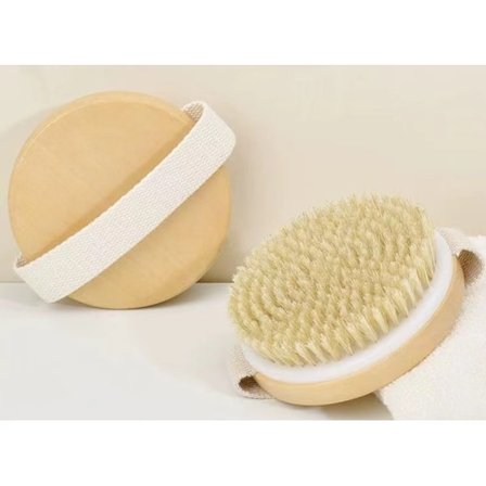 Exfolierande Borste - 2 st - Duschborstar kompatibla med Kroppen med Naturliga Borst för Användning Torr eller Våt - Borste kompatibel med Ryggen (