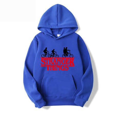Stranger Things Trykket Pullover Hettegenser med Fleecefôr - Kongeblå - Størrelse S Royal Blue Royal Blue S