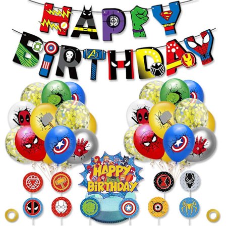 Superhero Heliumballonger Superhero Banner Superhelt-eventyr Kaketopper Superhero