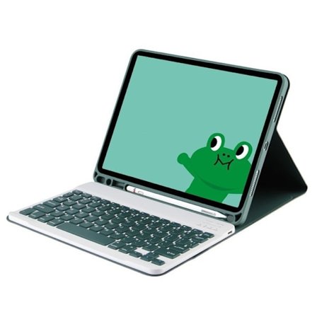 Fodral för iPad 2021/2020 2019 10.2 Mörkgrön Vanligt Tangentbord Touch Bluetooth Läder