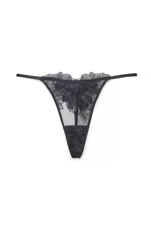 NA-KD Tanga brodé de fleurs - Culottes - Noir - XL