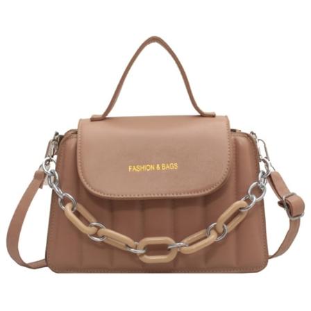 Retro taske sommer mode trend koreansk version af kæden enkel vestlig stil messenger enkelt skulder lille firkantet taske (khaki)
