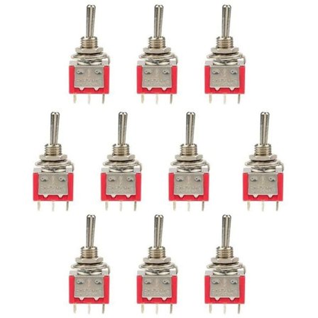 10 stk. ON-OFF-ON vippekontakt 3 positionskontakt DPDT 6 ben 6 mm 2A/250VAC 5A/120VAC