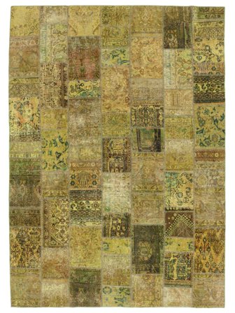 Persischer Patchwork Teppich 249X355 Dunkelgelb/Braun (Wolle, Persien/Iran)