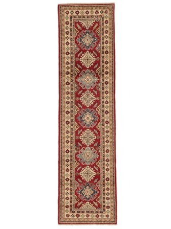 Kazak Fine Rug 77X330 Runner Brown/Dark Red Wool, Afghanistan