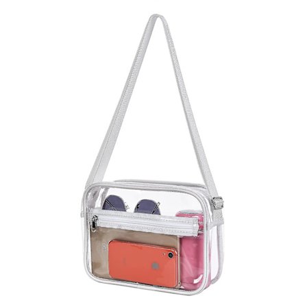 Transparent Crossbody Messenger Axelveske Stadiongodkjent Egnet For Arbeid, Reise, Trening, Konsert Eller Sport Hvit