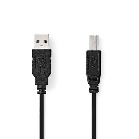 USB-kabel | USB 2.0 | USB-A Hane | USB-B Hane | 10 W | 480 Mbps | Nickelplaterad | 3.00 m | Rund | PVC | Svart | Label