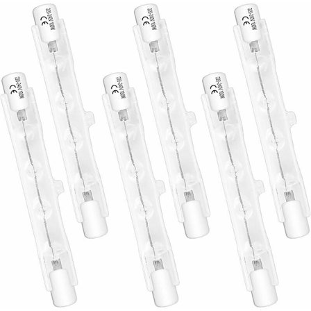 Pakke med 6 R7S 78mm 100W 230V Halogenpærer, Dæmpbare Halogenrør, 2700K Varmt Hvidt Lys, 1500LM Lysstrøm, Lineære Halogenspotlights, Ide
