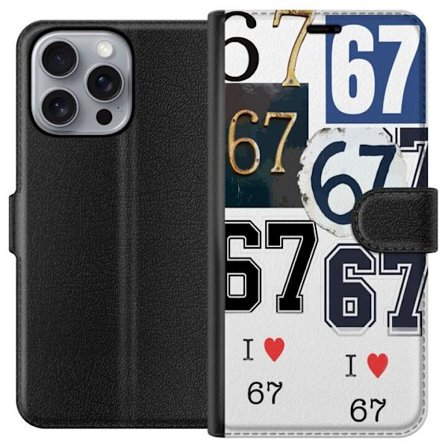 Kompatibelt Plånboksfodral till Apple Apple iPhone 16 Pro Max 67 meme vintage nummer kollage retro 6-7 nummer klassisk typografi vintage design