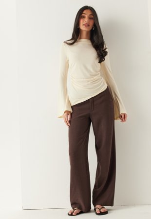 Object Collectors Item - Objsanne Aline Wide Pant - Seal Brown - Kläder - - Bubbleroom
