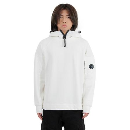 C.p. Company Diagonal Raised Fleece Mixed Pullover Hoodie , Wit , Heren , Maat: 2XL