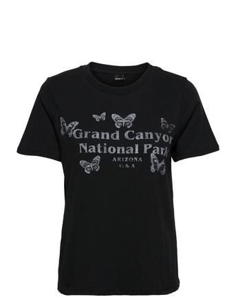 Printed Tee Black Gina Tricot