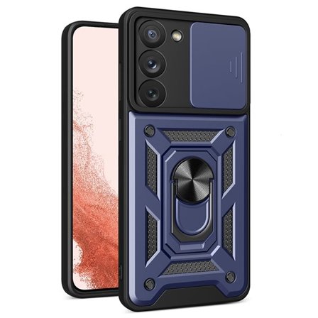 Hybrid Armor Camshield-etui for Samsung Galaxy S23+ pansret etui med kameradeksel blå