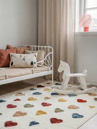 Barnmatta Liten Heartbeat - Off White/Flerfärgad 100X160