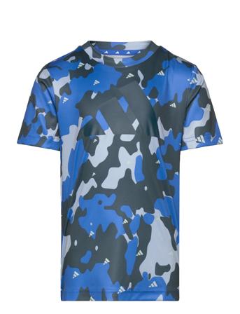U Tr-Es Aop T T-shirts Sports Tops Blå Adidas Sportswear*Betinget Tilbud