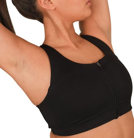Stay in Place Front Zip Sports Bra Women undergarment Black XL