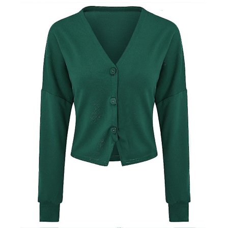 Bomulds V-hals Dame Cardigan med Løst Design i Ensfarvet Stil til Hverdagsbrug, 15 Farver