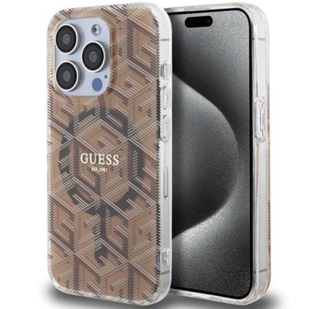 Guess iPhone 15 Pro Max -puhelinkotelo Magsafe IML GCube - Ruskea