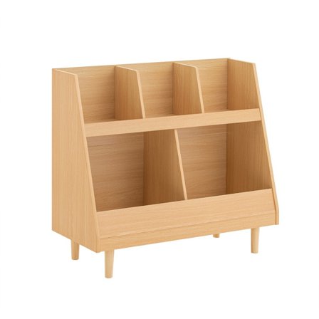 SoBuy träfärg barnbibliotek med bokhylla, leksaksförvaring och tidskriftsförvaring 86.5x37x78cm