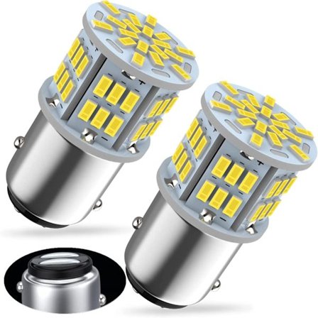 2 Pak P21/5W 1157 Bay15d 12V 24V, 54 SMD Super Lys Hvid