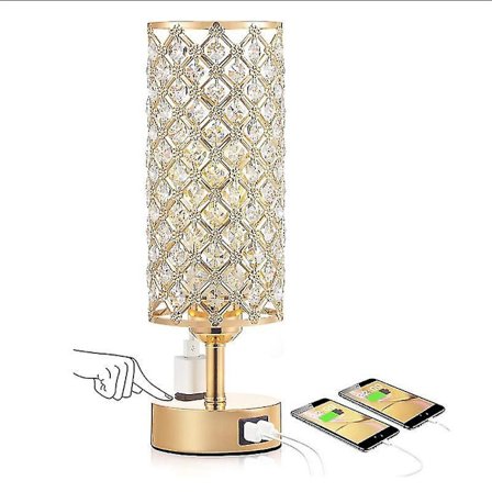 Crystal Lamp Table Lamp With Usb Ports 3 Way Dimmable Light Bedside Lamp Small Touch Light