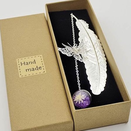 2 sarjaa metalliset kirjanmerkit höyhenperhosriipukset käsintehty kirjanmerkki