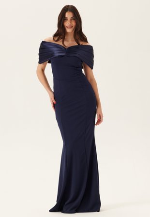 Bubbleroom Occasion-Satin Bow Off Shoulder Gown-XL