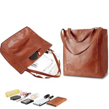 Moderigtig ny retro olievoks læder blød læder håndtaske, velegnet til enkelt skulderrem lommetaske, dame stor kapacitet (brun)