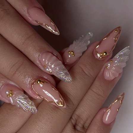 Tyylikkäät ranskalaiset 3D-vesipisarat mantelinmuotoiset painettavat kynnet ABS, ei vaadi työkaluja