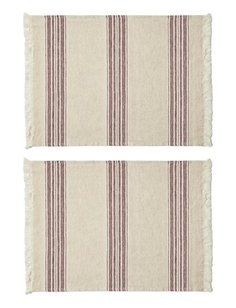 Arles Place Mat 36X50 Cm W/Fringes - 2 Pack Green Compliments