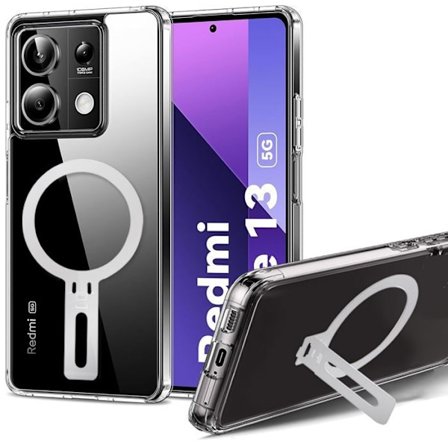 Coque Etui för Xiaomi Redmi Note 13 5G - Förstärkt Transparent Silikon - Magnetiskt Stöd - Stötsäker