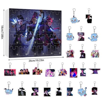 K-pop Demon Hunters Akryl Adventskalender Sett – 24 Dager Overraskelsesgaveeske for Fans og Barn