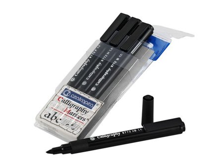 CENTROPEN Kalligrafipennor, 8772, vattenbaserat bläck, snedskuren spets, ergonomiskt grepp, svart 4/fp - Lyreco - Kontorsmaterial - Pennor - 