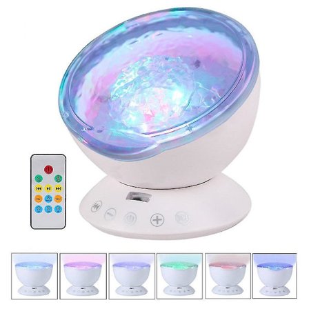 Ny nattlys projektor, LED fjernkontroll undervanns projektor lampe 7 farge skiftende musikkspiller nattlys projektor for barn voksne soverom stue