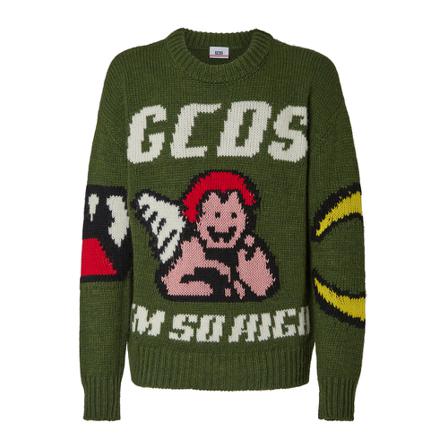 Gcds, Round-neck Knitwear Groen, Heren, Maat:L