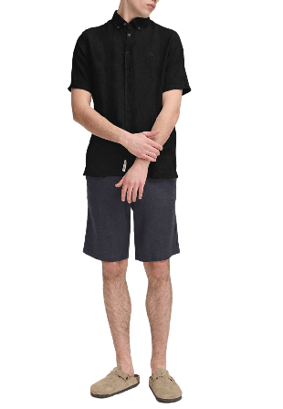 Casual Friday CFANTON 0071 SS 100% linen shirt Skjortor Herr Svart M