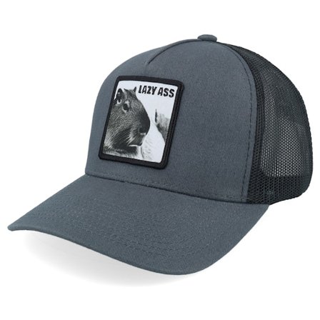 Iconic - Lazy Capybara Grey/Black Trucker Trucker Grey Cap - @ Hatstore