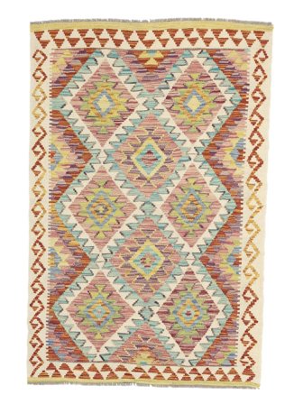 Kilim Afghan Old Style Rug Hand Woven 95X146 Brown/Yellow