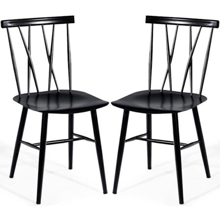COSTWAY Set med 2 matstolar i metall, med hög rygg och böjd sits, modern, för kök, vardagsrum, svart