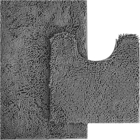 2 st badrumsmatta & piedestalmattor i mikrofiber, lurvig halkfri matta för badrum, 50x80cm & 50x40cm