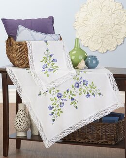 Løper Blå blomster med eller uten garn - Med garn - Duftin