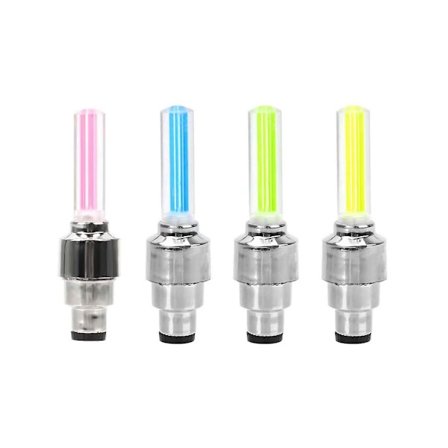 4 stk. LED-lys til bilhjul, motorsykkel, sykkel, dekkventil, dekorativ lykt, dekkventil, blinkende eiker, neonlampe