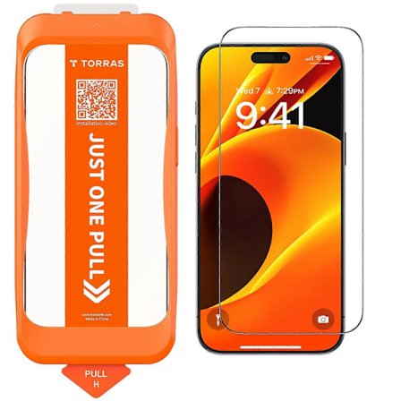 TORRAS Glassgo Skärmskydd för iPhone 17 Pro Härdat Glas HD-Film med Automatisk Dammborttagning