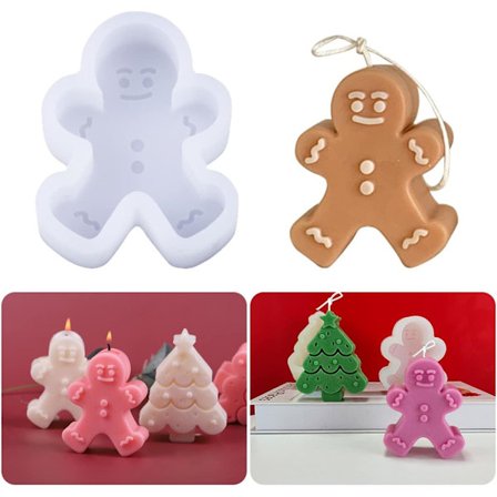 Jul Silikone Lysform DIY Peberkagemand Lysfremstilling Chokolade Sæbe Harpiksform Gaver Håndværk Boligindretning (Peberkagemand)